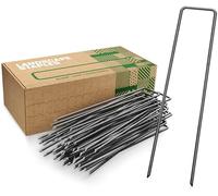 GardenGloss Ungalvanized Garden Pegs Stakes (100 pcs) - 150x25 mm, Ø 2.7 mm | Strong Landscape Staples for Weed Control Membrane, Netting and Fence - Ground Stakes