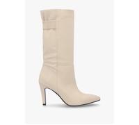 Gardenia 80's Cream Leather Elasticated Back Heeled Calf Boots - Camel Leather / 36