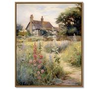 Gardenia Art English Cottage Garden Canvas Wall Art Nature Flowers Scene Wall Pictures Framed French Country Decor Painting for Bedroom, Bathroom, Living Room Farmhouse Aesthetic Room Decor 20x28 Inch