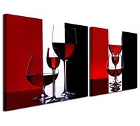 Gardenia Art - Wine Canvas Paintings Wall Art Pictures Abstract Wine Glass in Red Black White for Kitchen Bedroom Living Rommg Decoration, 16x16 inch per Piece, 2 Pieces per Set