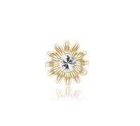 Gardenia Daisy White Sapphire Floral Halo Flower Pin in Solid 9ct Yellow Gold