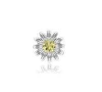 Gardenia Daisy Yellow Sapphire Floral Halo Flower Pin in 9ct White Gold