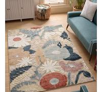 Gardenia Durable Indoor Outdoor Floral Textured Area Rug, Beige, 160x230cm