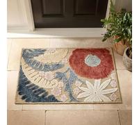 Gardenia Durable Indoor Outdoor Floral Textured Area Rug, Beige, 50x80cm