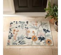 Gardenia Durable Indoor Outdoor Floral Textured Area Rug, Cream, 50x80cm