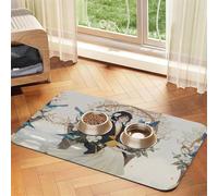 Gardenia Flowers Birds Absorbent Leather Pet Tablecloth Non-Slip Dining Pad For Puppy Kitten Food Water Bowls