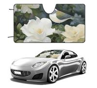 Gardenia Flowers Birds Car Windshield Sun Shade Keep Car Interior Cool 55"x30" Folding Front Window Sun Shade, Heat Shield for SUV, Truck, Blocks UV