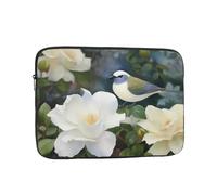 Gardenia Flowers Birds Laptop Case 13 inch, Water Resistant Laptop Sleeve Shockproof Protective Traveling Computer Bag Portable Business Briefcase for Men Women