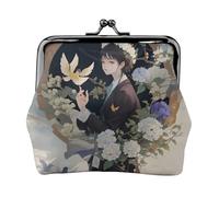 Gardenia Flowers Birds Print Coin Purse Wallet Buckle Kiss Lock Change Purse Change Holder Wallet Coin Purse