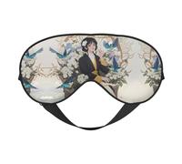 Gardenia Flowers Birds Print Sleep Eye Mask with Adjustable Strap Soft for Airplane Travel Relax Yoga Nap Meditation