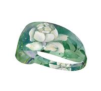 Gardenia Flowers Birds Print Sports Headbands For Men Women, Moisture Wicking Sweat Band Elastic Wide Hair Bands,For Running, Cycling, Basketball, Gym Exercise, Football
