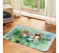 Gardenia Flowers Birds Printed Pet Bowl Mats, Non-Slip And Tasteless Dog And Cat Feeding Mats