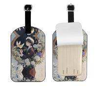 Gardenia Flowers Birds Printed PU Leather Bag Tag, Personalized Baggage Label, Privacy Flap ID Shield, for Vacation