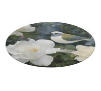 Gardenia Flowers Birds Round Rug Soft Absorbent Bath Mat Entryway Anti Slip Rugs Farmhouse Front Back Door Mat 80 * 80cm for Bedroom Living Room Home Decorative