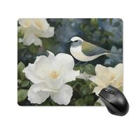 Gardenia Flowers Birds Square Mouse Pad Portable Computer Mousepad with Non-Slip Rubber Base 18 * 22cm Ultra-Thin Gaming Mouse Mat for Computer Laptop Office Desk Accessories