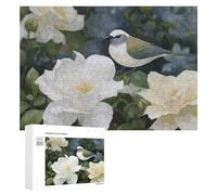 Gardenia Flowers Birds Wooden Puzzles for Adults 300 PCS Unique Shape Puzzles Wall Art Home Decor for Puzzle Lovers, Family, Friend Creative Gift Toys
