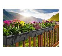 Gardenico Self-Watering Planter For Balconies 80cm - Anthracite - Triple Pack