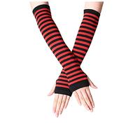 Gardening Accessories Ladies Gardening Gloves Fingerless Punk Gothic Warmer Arm Long Gloves Gloves Ladies Black Leather Gloves Long Evening Gloves (Red, One Size)