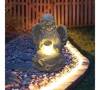 Gardening Angel Fairy Statuette With Solar Light,Garden Resin Angel Figurines Ornament Angel Decoration For Lawn Cemetery Memorial Gifts,Guardian Angel Garden Statuette-Girl