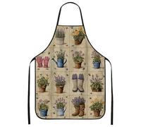Gardening Apron for Adults, Vintage Floral Plant Design Kitchen Apron, Spring Springtime Botanical Fabric Washable Apron fo, Multicolor, 24x31 Inch