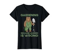 Gardening Because Murder is Wrong T-Shirt, Women, Black, XX-Large
