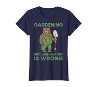 Gardening Because Murder is Wrong T-Shirt, Women, Navy Blue, 3X-Large