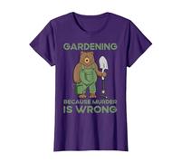 Gardening Because Murder is Wrong T-Shirt, Women, Purple, Small