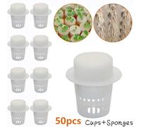 Gardening Essentials 50PCS Plant Net Cups and 50PCS Sponges for Thriving Plants