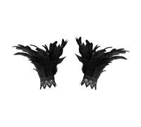 Gardening Gauntlets For Women Red Lace Gloves Feather Decorative Gloves Carnival Party Costume Masquerade Show Black Silk Gloves Fancy Dress Evening Gloves Short (Black, One Size)