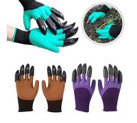 Gardening Gloves 8 Claws Gardening Gloves Claws Gardening Gloves with Claws Thorn Proof for Men and Women Protective Gloves Waterproof for Digging, Gardening (Green, Purple, Brown, 3 Pieces)