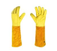 Gardening Gloves for Women/Men Rose Pruning Thorn & Cut Proof Long Forearm Protection Gauntlet, Durable Thick Cowhide Leather Work Garden(Giallo,X-Large)