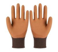 Gardening Gloves Labor Protection Glove Thickened Latex Coated Thorn-Proof Working Glove Waterproof Wear-Resistant Work Mitts Suitable For Garden Planting And Digging (Mustard Yellow)