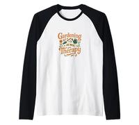 Gardening is My Therapy Colorful Plant and Flower Art Raglan Baseball Tee