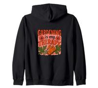 Gardening is My Therapy Colorful Plant and Flower Art Zip Hoodie