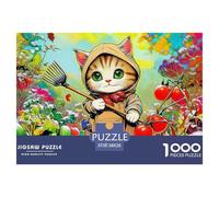 Gardening Kitten Jigsaw Puzzles Puzzles for Adults Kids. 1000 Piece Vegetable Patch Snow Whimsical Challenge Toy Educational Game Home Decoration for Educational Games Gifts 38x26cm/1000pcs
