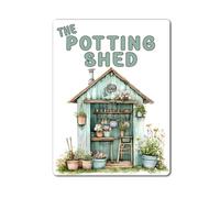 Gardening Metal Sign Gift - The Potting Shed - Green - Family Fun Allotment Novelty Aluminium Present