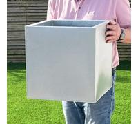 Gardening Naturally 40Cm Aluzinc Cube Patio Planter Silver