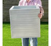 Gardening Naturally 50Cm Aluzinc Cube Patio Planter Silver