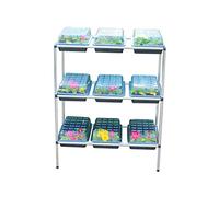 Gardening Naturally Aluminium Seed Tray Stand, 3-Tier, 9 Trays Without Holes & Lids, Silver, Aluminium