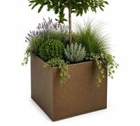 Gardening Naturally Aluzinc Cubed Planter - Weather-Resistant, Lightweight, Indoor & Outdoor Modern Metal Planter (Large)