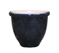 Gardening Naturally Cortona High-Gloss Indoor Outdoor Plant Pot - Black and Blue Planters in Multiple Sizes (Black, Extra Large)