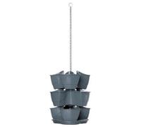 Gardening Naturally Coubi Graphite Hanging Herb Planter With 9 Planting Slots And Chain