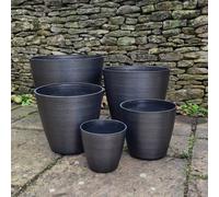 Gardening Naturally Dark Grey Brushed Plant Pot Jumbo 50Cm For Indoor And Outdoor Plants