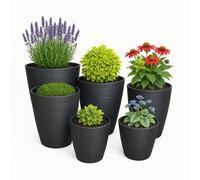 Gardening Naturally Dark Grey Plant Pot - Contemporary Brushed Grey Planter for Indoor and Outdoor Use Milan