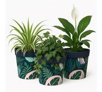 Gardening Naturally Decorative Plant Pot with Recycled Materials - Frost-Proof, Suitable for All Seasons, 15.1cm x 16.8cm Pack of 3 By Flowersea (Summer Jungle)
