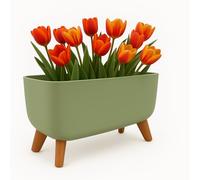 Gardening Naturally Indoor Plant Pot Zinnia Stylish and Durable Planter for Houseplants (Trough Pot 40cm x 20cm - Green)