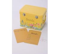 Gardening Naturally Metal Garden Seed Storage Box with Monthly Dividers and 12 Seed Envelopes, 22.5 x 16.2 x 17 cm (Buttercream)