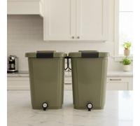 Gardening Naturally Olive Green And Black Bokashi Bin (Twin Pack)