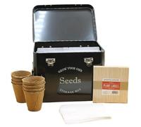 Gardening Naturally Seed Storage Tin Gift Set Midnight Black