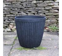 Gardening Naturally Stone Lite Garden Plant Pot Ronda Dark Grey Medium 35Cm Diameter